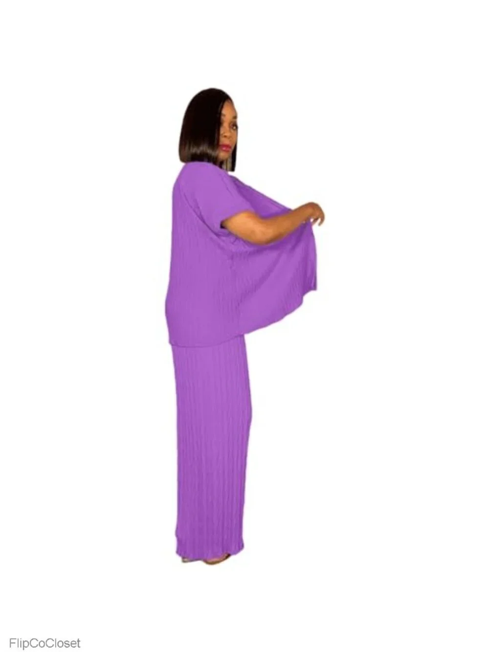 Women's 2 Piece Outfit Short Sleeve Button Down Shirt & Wide Leg Pants Set